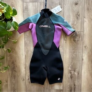 O'Neill purple, teal and black webs wetsuit size US 6 #surfing